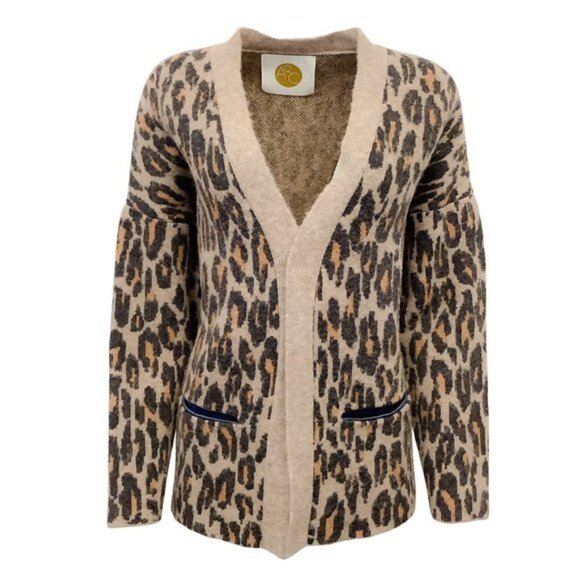 AQC Leo Cardigan Brown Leopard Print Sweater Size 1 / Small - Picture 1 of 8